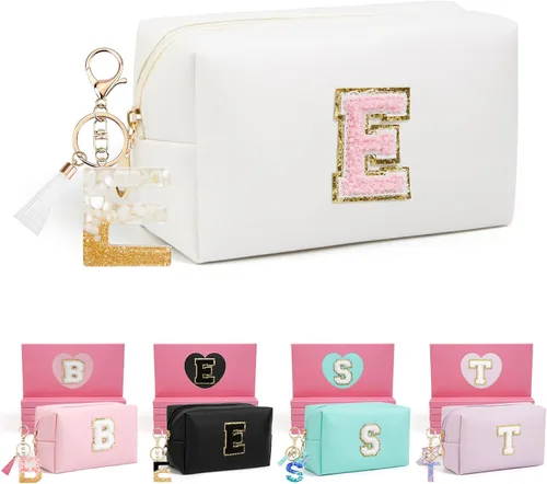 Miniatura 88 de AIBFRID 2 piezas de bolsas de maquillaje iniciales para mujeres, regalos de cumpleaños para niñas de 4 5 6 7 8 9 10 11 12 años, bolsas de cosméticos