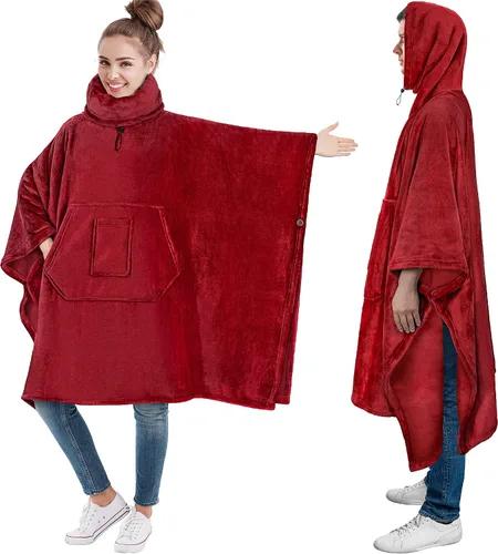 Miniatura 9 de PAVILIA - Poncho de manta portátil para mujer y hombre, sudadera con capucha y calentador de cuello de gran tamaño, suéter de forro polar suave