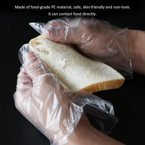 Miniatura 6 de CFGROW 100 guantes de plástico desechables, sin látex, sin polvo, guantes de mano de polietileno transparente, no estériles para limpieza, cocina