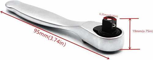 Miniatura 2 de 1 unidad de trinquete de 1/4 pulgadas, mango de trinquete 72 dientes, llave de herramientas de reparación de mano pequeña, llave de enchufe