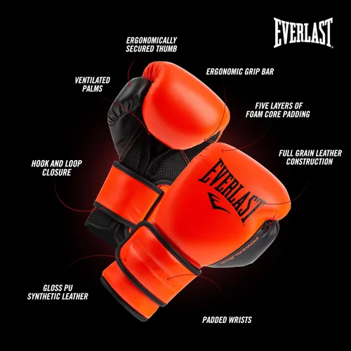Miniatura 4 de Everlast Powerlock 2 Guantes de Boxeo con Cierre de Velcro Guantes de Entrenamiento de Combate Cierre de Velcro con Soporte Duradero para Mano