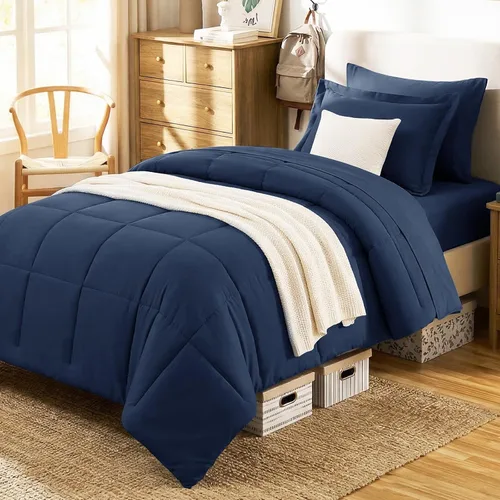 Miniatura 19 de CozyLux Juego de edredón tamaño individual XL, color beige, juego de cama de 5 piezas individual XL, juego de ropa de cama suave extra largo