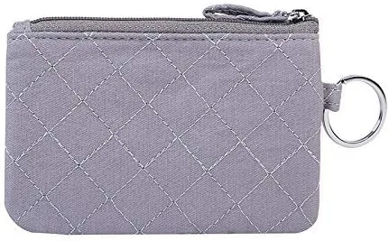 Miniatura 3 de Iconic Zip ID Case Card Holder for Women,Signature Cotton Coin Purse with Id Window,RFID Blocking Change Pouch with Key Chain(GREY)