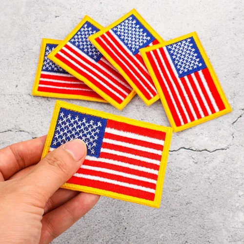 Miniatura 2 de WILLBOND 24 parches para planchar con la bandera estadounidense del 250 aniversario, bordado patriótico de Estados Unidos, para tela, uniforme Dorado