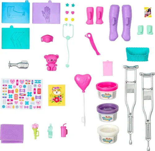 Miniatura 6 de Barbie Juego de carreras de clínica de enyesado rápido con muñeca doctora de cabello castaño, muebles y más de 30 accesorios, incluyendo moldes