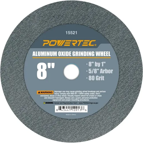 Miniatura 16 de POWERTEC Muela abrasiva CBN de 6 pulgadas grano 320, 1-1/4" de ancho, árbol de 1/2" - Rueda de afilado CBN 4 en 1 con borde de radio de 1/4" y cara