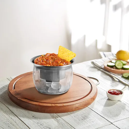 Miniatura 6 de MOLIGOU Cuenco de inmersión refrigerado con tapa, cuenco de 22 onzas para servir refrigerado para fiestas, cuenco de inmersión en hielo con tenedor