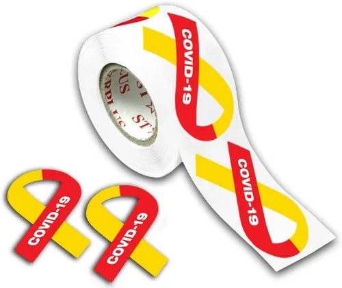 Miniatura 27 de 250 calcomanías de concientización en forma de cinta roja para concientización del corazón, SIDA/VIH y recaudación de fondos, perfectas
