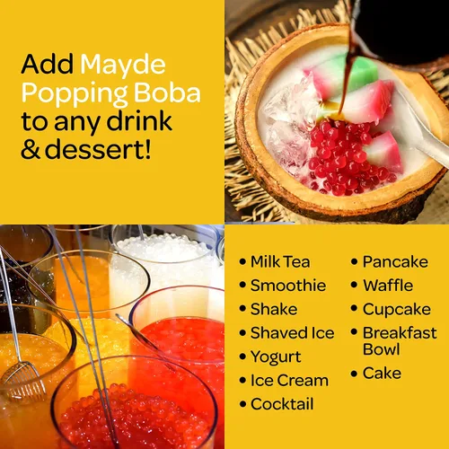 Miniatura 8 de Mayde Perlas de Boba Popping para bebidas, postres y cuencos de desayuno, perlas explosivas de arándanos (sabor a arándano, 7 libras)