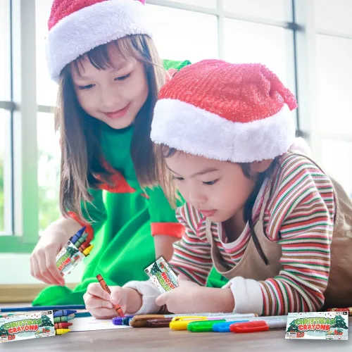 Miniatura 8 de ArtCreativity Crayones de Navidad para niños a granel, 12 cajas, cada caja con 4 crayones de colores, ideales para paquete de recuerdos de fiesta