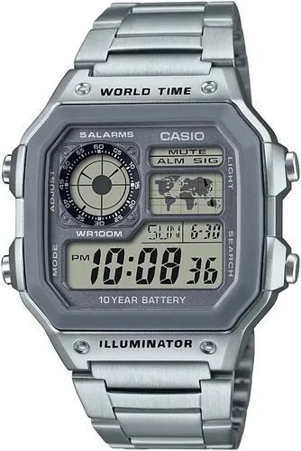 Miniatura 3 de Casio AE1200WH Series Men’s Digital Watch 100M WR Multi Alarms 100 SEC Stopwatch Countdown Timer World Map for World Time LED Light