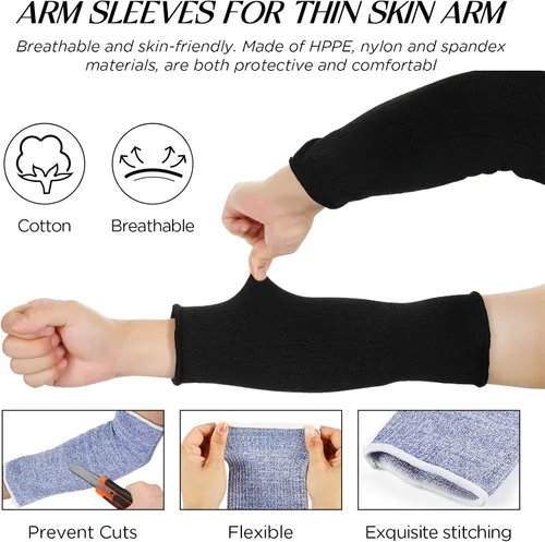 Miniatura 3 de Neer 4 pares de mangas protectoras para brazos para piel fina, anticortes, resistentes a quemaduras, funda para antebrazo para cocina y construcción