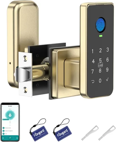 Miniatura 10 de Foxgard - Cerradura de puerta con huella dactilar – Cerradura inteligente biométrica 5 en 1 con teclado, control por aplicación, llave