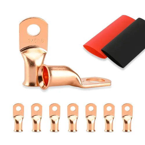 Miniatura 31 de 8 piezas de extremos de cable de batería, conectores de alambre calibre 1/0, lengüetas de alambre de cobre 1/2, ojales de cobre desnudo con tubo