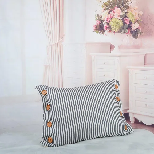 Miniatura 6 de KINGROSE Funda de almohada decorativa con botones y rayas, funda de cojín para sofá o cama, 16 x 20 pulgadas, color gris