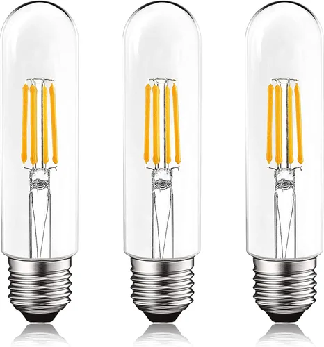 LUXRITE Bombilla LED T10, equivalente a 5 W = 60 W, blanco cálido de 2700 K, bombilla de filamento Edison vintage, 500 lúmenes, bombilla tubular,
