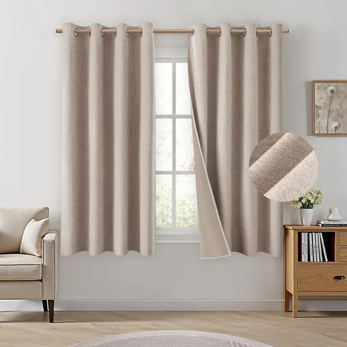 Miniatura 21 de Homeideas Cortinas Rosa Claro 100% Opacas de 84 Pulgadas de Largo, Gruesas Cortinas de Lino Sintético/Mezcla de Lino Texturizadas, Lindas Cortinas