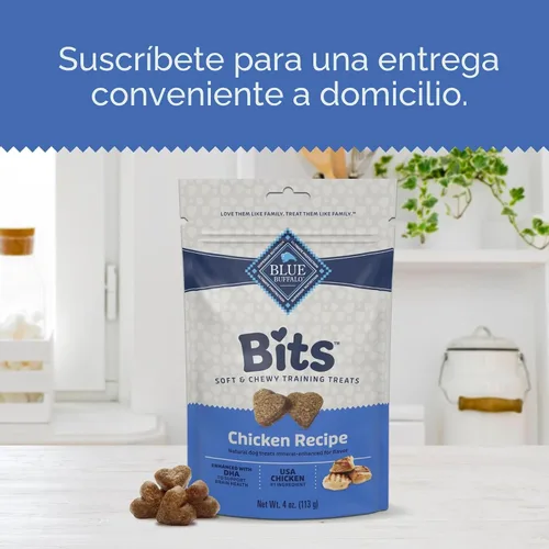 Miniatura 6 de Blue Buffalo Bits Golosinas suaves para entrenamiento para perros, hechas con ingredientes naturales y mejoradas con DHA, receta de pollo, bolsa