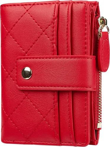 Miniatura 27 de Cartera de cuero para mujer, pequeña, compacta, plegable, con bolsillo para monedas con cremallera