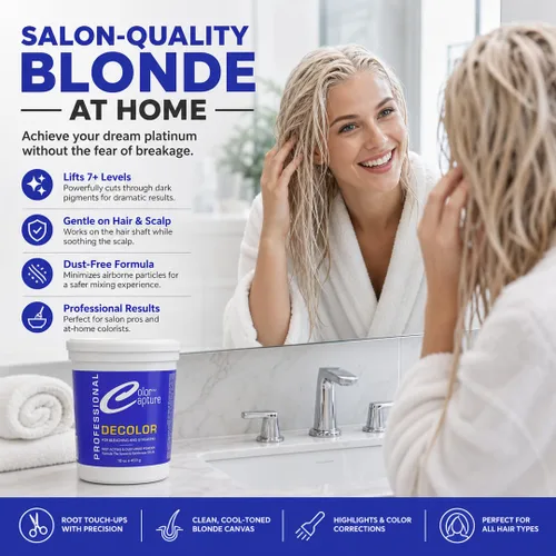 Miniatura 6 de Blanqueador para el cabello en polvo para blanquear y rayar, grado profesional, fórmula suave, tinte azul, 16 onzas
