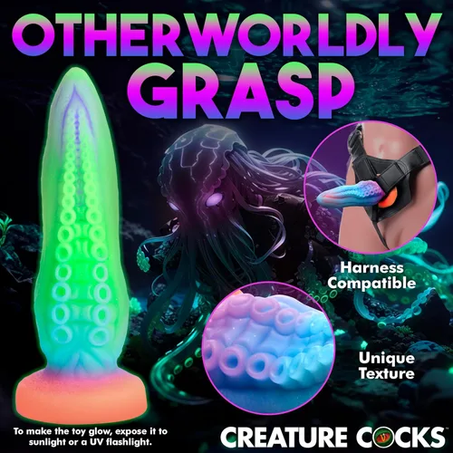 Miniatura 6 de CREATURE COCKS Tenta-Cock - Consolador que brilla en la oscuridad para hombres, mujeres y parejas. Firme y flexible, base de succión fuerte