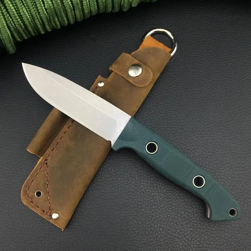Miniatura 9 de HUAAO Cuchillo de hoja fija de 9.1 pulgadas con funda, cuchillos de caza al aire libre con hoja 7Cr17Mov de 3.9 pulgadas, mango verde G10, cuchillo