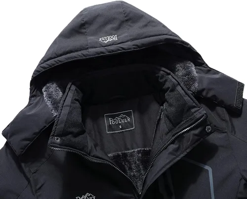 Miniatura 5 de Pooluly - Chaqueta impermeable de invierno, esquí, snowboard, para hombre, con capucha, rompevientos.