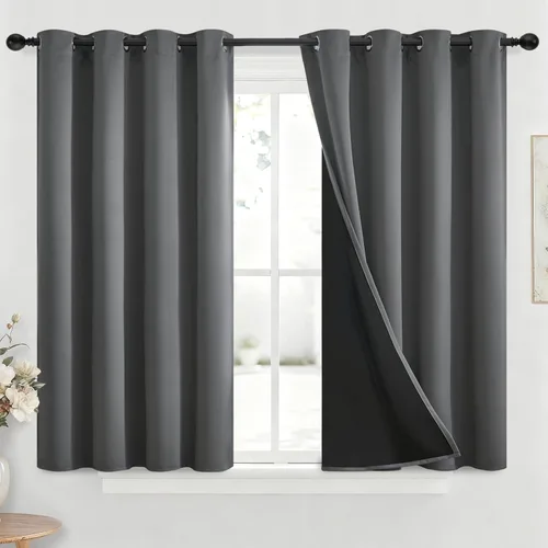 Miniatura 349 de Yakamok Cortinas negras, cortinas de ventana con aislamiento térmico y eficiencia energética para dormitorio, cortinas opacas completas y cortinas