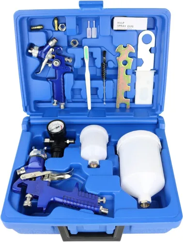 Miniatura 7 de HVLP - Juego de pistola pulverizadora por gravedad de aire, pistola de pintura para automóvil, 2 en 1 con 0.055 in, 20.3 fl oz y 0.031 in, 5.1 fl
