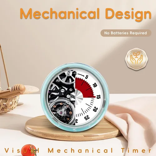 Miniatura 5 de Temporizadores de cocina para cocinar, temporizador visual de 0 a 60 minutos para niños, temporizador magnético de cocción manual con alarma fuerte