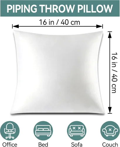 Miniatura 2 de Relleno de almohada de 16 x 16 pulgadas, almohadas para exteriores, resistentes al agua, relleno cuadrado para jardín, banco, patio, rellenos suaves