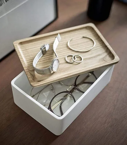 Miniatura 4 de Yamazaki Caja de accesorios Home Polystone Organizador de joyas, tamaño único, ceniza