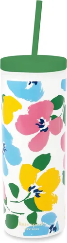 Miniatura 15 de kate spade new york Vaso aislado con popote reutilizable, taza de viaje de acrílico negro de 24 onzas con tapa, lunares Polka Dots