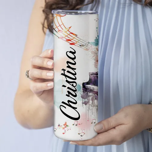 Miniatura 3 de Hyturtle Vaso delgado personalizado para pianista amante del piano, regalos de cumpleaños para amantes del piano, regalos de piano para hombres