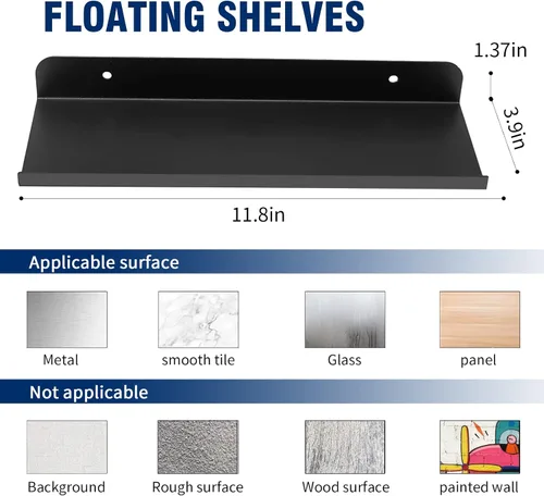 Miniatura 3 de Anxingo Estantes flotantes para montar en la pared, estantes pequeños de metal para montar en la pared, estantes flotantes de pared, estante