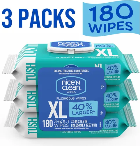 Miniatura 10 de Nice 'N CLEAN Toallitas desechables extra grandes Toallitas 40% más grandes Toallitas húmedas XL para adultos de 6.8 x 7.5 pulgadas sin perfume