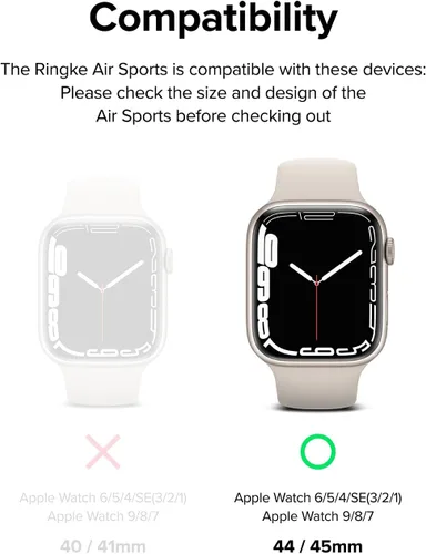 Miniatura 2 de Ringke Air Sports - Funda para Apple Watch Series 9, 8, 7 (1.772 in), SE 3, 2, 1 (1.732 in), [recortes a medida] Funda de poliuretano termoplástico