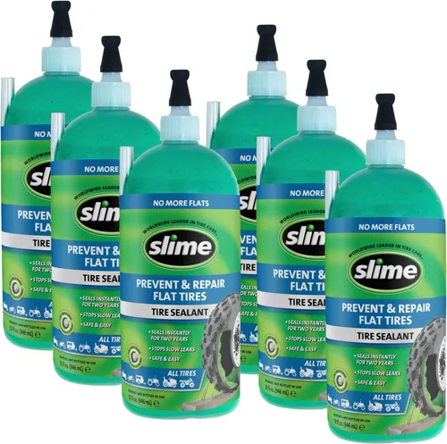 Slime 10009-6PK Sellador de reparación de pinchazos de neumáticos planos, evita y repara, todos los neumáticos sin cámara fuera de carretera, 6