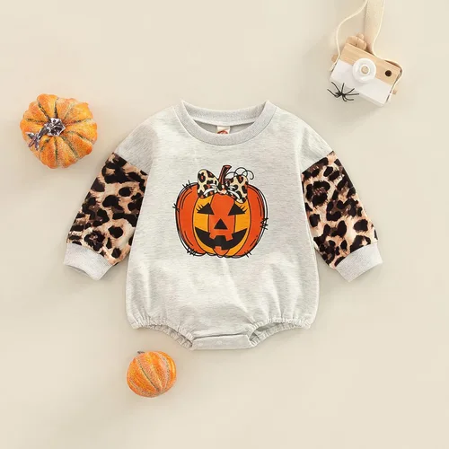 Miniatura 83 de FYBITBO Traje de Halloween para recién nacido, niña y niño, espeluznante temporada, mameluco con burbujas para otoño, Halloween, ropa de bebé