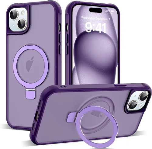 Miniatura 98 de SKYLMW – Funda compatible con iPhone 12 Pro Max y iPhone 13 Pro Max con soporte magnético invisible tipo anillo, fundas translúcidas para teléfonos