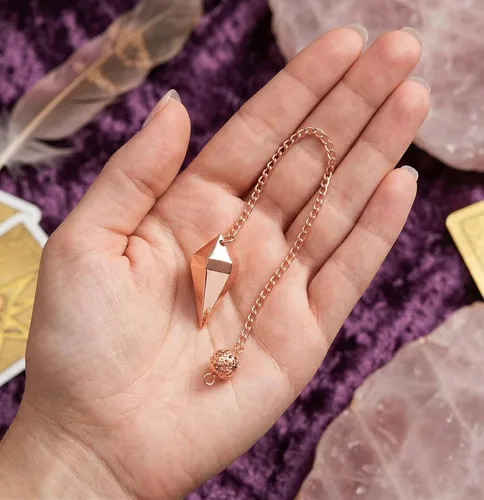 Miniatura 3 de Péndulo de cono de cobre de 12 facetas para curación de Reiki, radiestesia y equilibrio de chakras, herramienta de adivinación y meditación