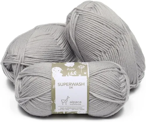 Miniatura 26 de 100% lana pura Superwash de Alpaca Warehouse, juego de 3 madejas (150 gramos) de peso DK - Procedencia directa de Perú - Celestialmente suave