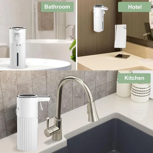 Miniatura 7 de Push-Activated Automatic Foaming Soap Dispenser,Soap Dispenser for Kitchen,Continuous Flow Control 400ml Capacity,AA Battery Powered Waterproof