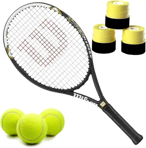Miniatura 7 de Wilson Hyper Hammer 5.3 110 - Juego o kit de raqueta de tenis recreativa preencordada con overgrips y una lata de pelotas de tenis reguladoras
