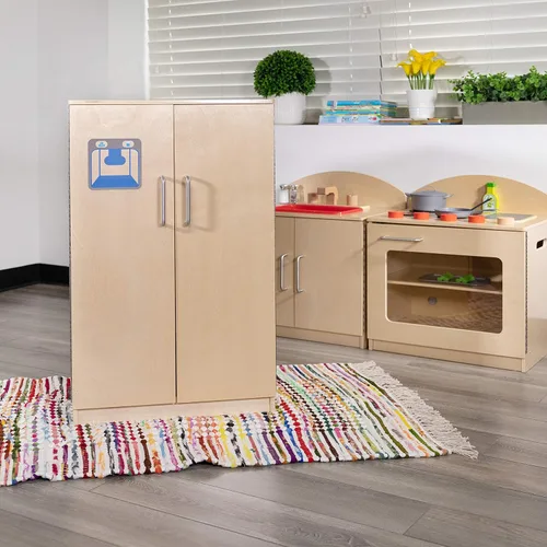Flash Furniture Hercules - Refrigerador de cocina de madera para niños para uso comercial o doméstico, seguro, diseño apto para niños, natural