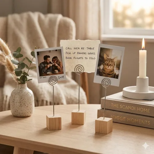 Miniatura 6 de HOHIYA Paquete de 50 tarjeteros florales de 5 pulgadas, clip de fotos de alambre inoxidable para bodas, tarjetas de mesa, números, notas, pasteles