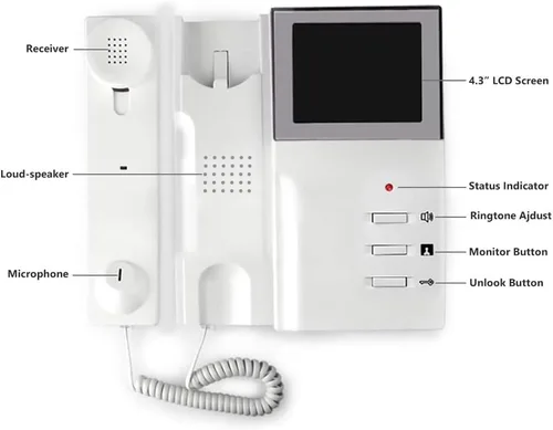Miniatura 4 de Sistema de videoportero, monitor LCD transparente de 4.3 pulgadas, kit de timbre de video portero con cable, visión nocturna por infrarrojos, cámara