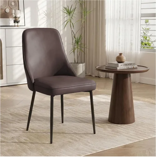 Sillas de comedor de piel sintética, modernas y tapizadas, sillas de cocina, sillas auxiliares de cena con respaldo curvado y patas de metal para