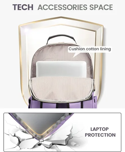 Miniatura 7 de LOVEVOOK Mochila Bolso de Viaje para Laptop para Mujeres Bolsas de Computadora para Trabajo y Negocios, Púrpura, 17 pulg., Mochilas de viaje