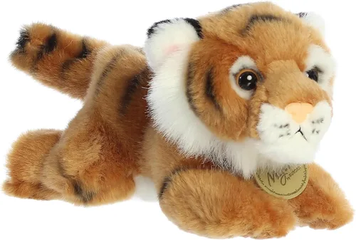 Aurora® Adorable tigre de bengala de peluche Miyoni®, detalle realista, compañía entrañable, marrón, 8 pulgadas
